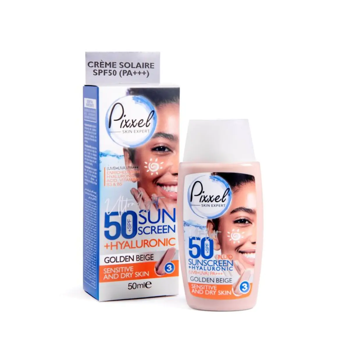 کرم ضد آفتاب پیکسل بژ طلایی SPF50 مناسب پوست خشک حجم 50 میلیلیتر