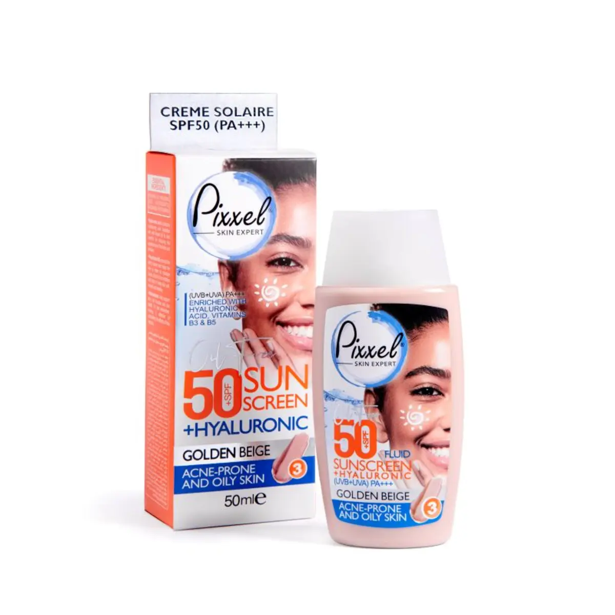 کرم ضد آفتاب پیکسل بژ طلایی SPF50 مناسب پوست چرب حجم 50 میلیلیتر